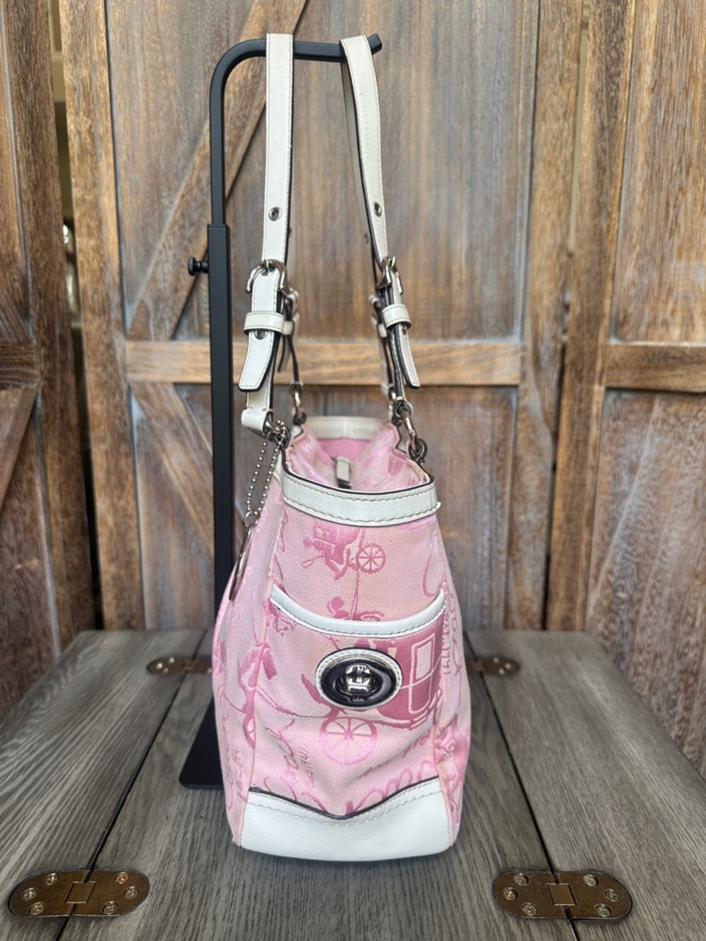 Coach Horse and Carriage Tote with Wallet Light Pink Canvas RARE & HARD TO FIND - Picture 5 of 15